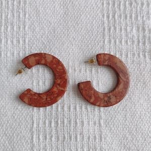 Boho Hippie Indie Red Stone Thick C Hoops